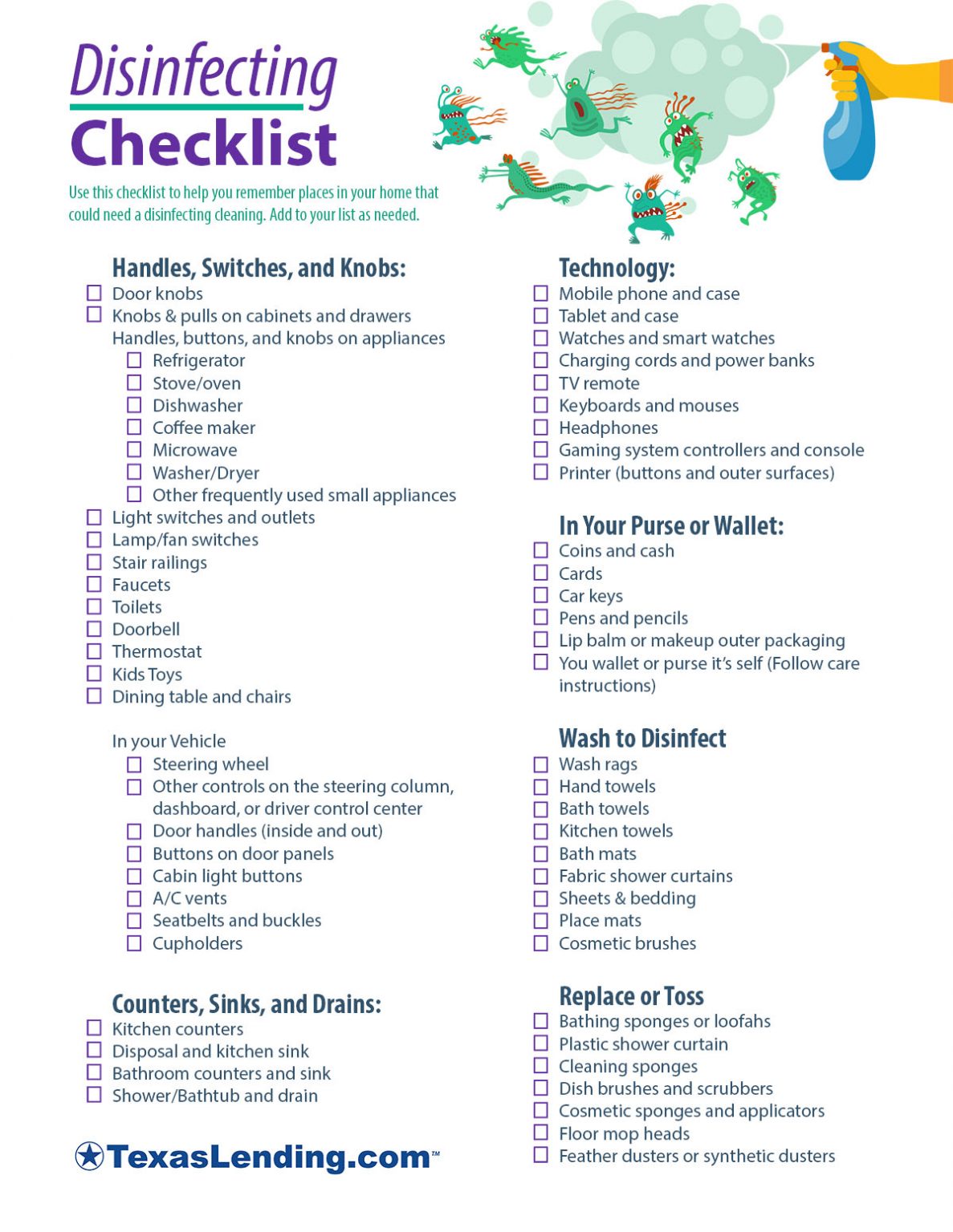 Disinfecting Checklist: Health At Home - Texaslending.com